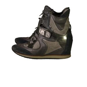 Anthropologie Elena Lachi High Top Wedge Sneakers , Sz 38 EUC